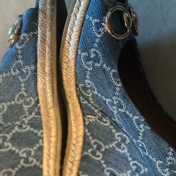 Gucci logo denim wedge Charlotte 39.5 - Picture 7 of 15